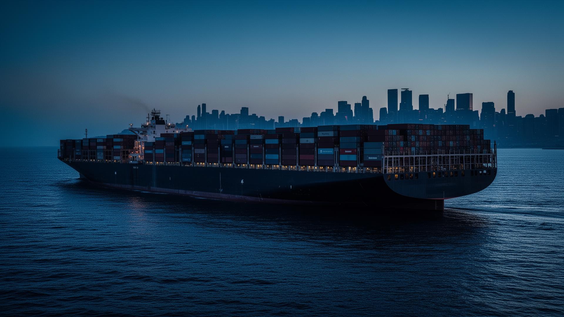 Container ship at sea bridging China and the UK